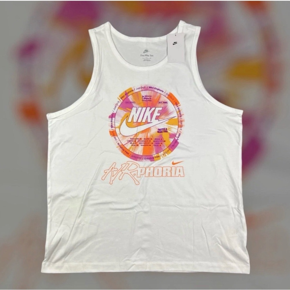 Nike Air - Photos White Tank Top with Multicolor Graphic L